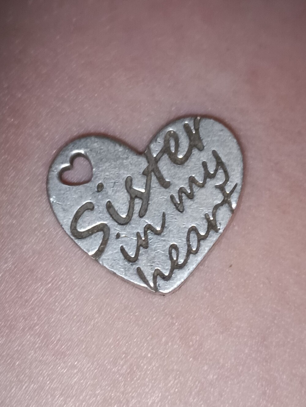 James Avery Silver Heart Pendant Engraved "Sister in my heart"